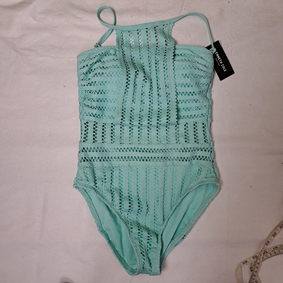 Kenneth Cole Tough Luxe Crochet High-Neck One-Piece Swimsuit - Picture 2 of 10